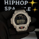Iced out Casio G-Shock DW6900 watch with full rhinestone bust-down bezel and black strap”