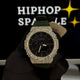 Custom iced-out Casio G-Shock GA2100 with full rhinestone bezel and green strap