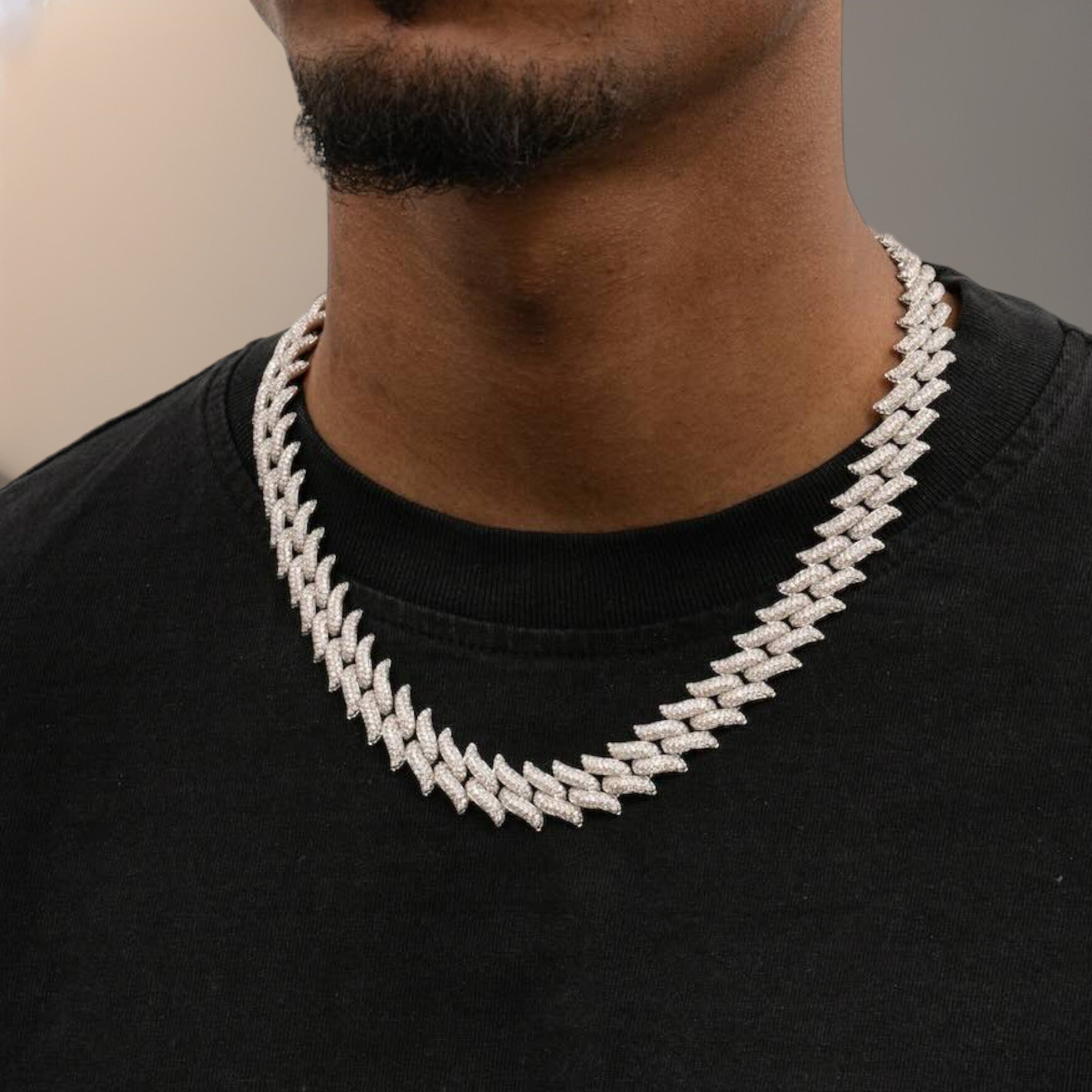 Icy 14mm Iced Out Spiked Cuban Link Chain
