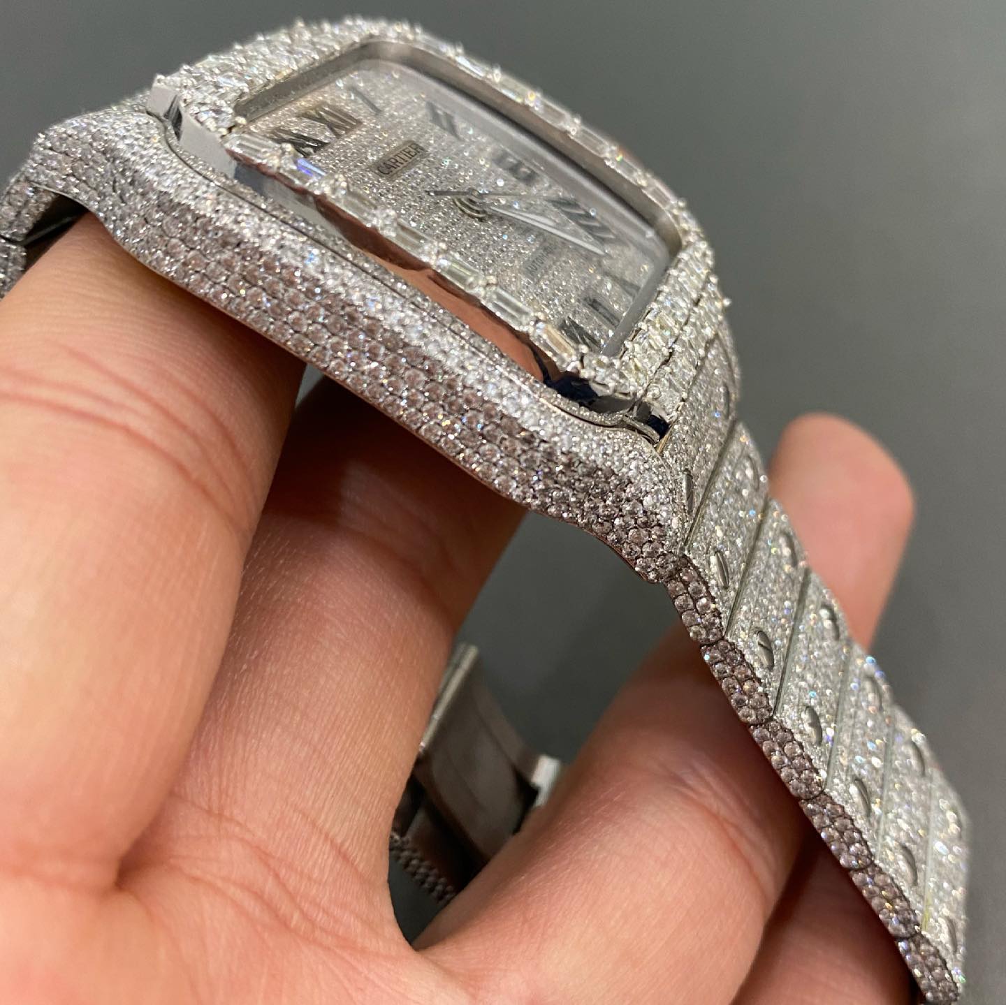Iced Out Arabic Dial Cartier Watch