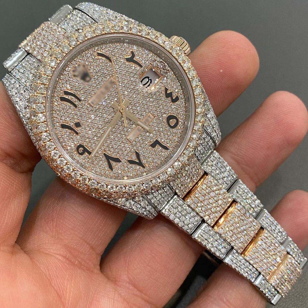Moissanite Rolex Arabic Dial Watch