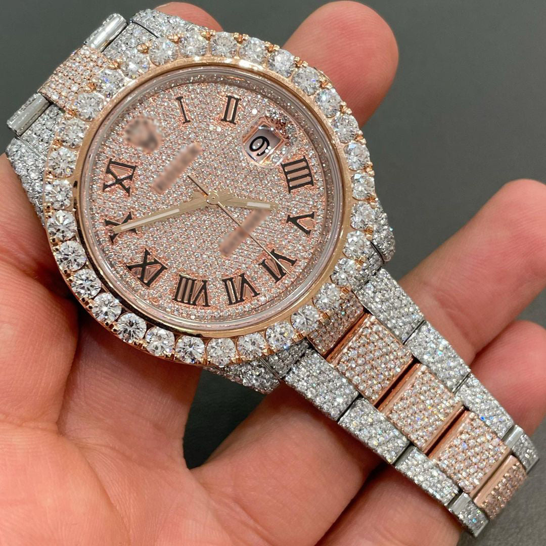 Moissanite Big Diamond Bezel Rolex Watch