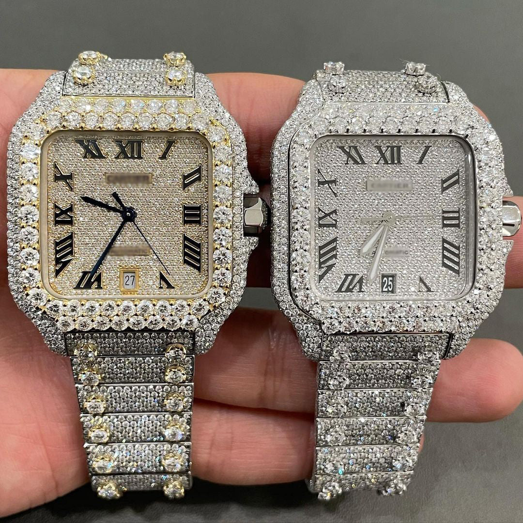 Iced Out TwoTone Cartier Men Watch