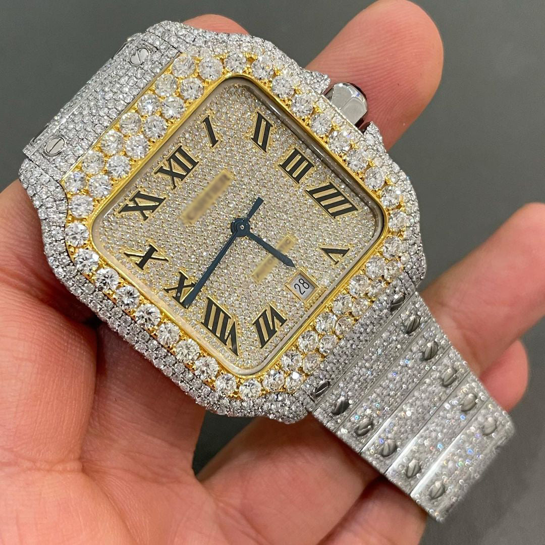 Iced Out Two-tone Cartier Watch