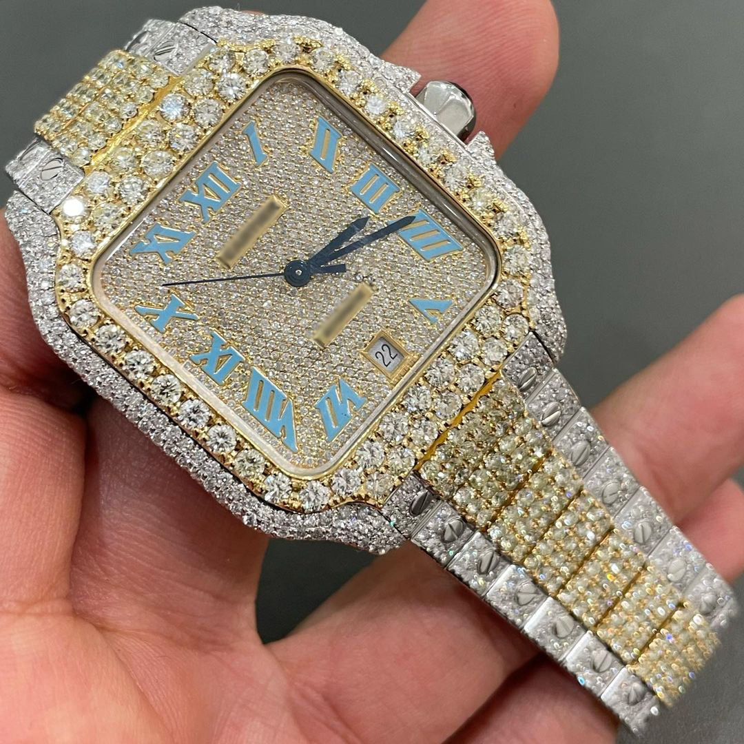 Iced Out Twotone Cartier Watch