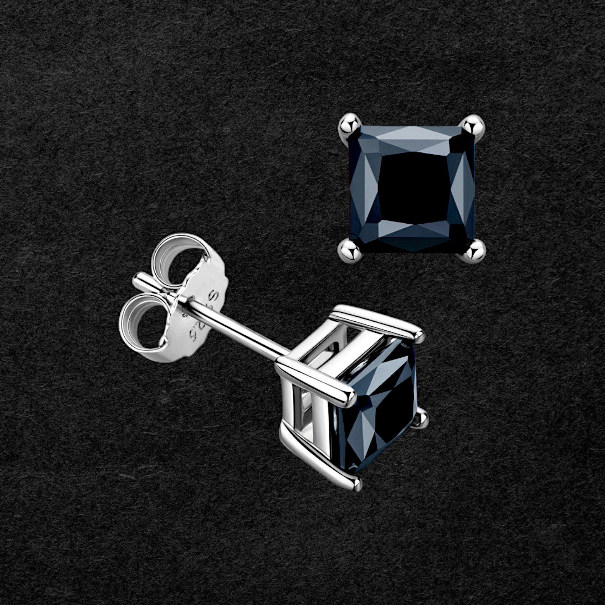 Luxurious Black Princess Cut Moissanite Diamond Earrings