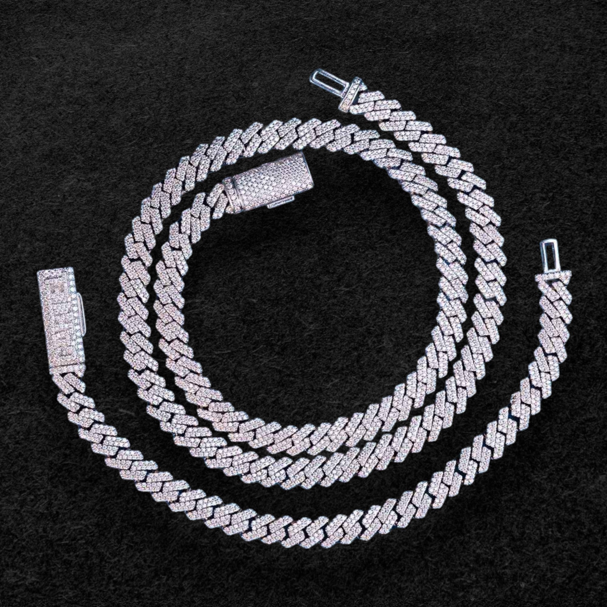 8mm Moissanite Cuban Link Chain and Bracelet Bundle