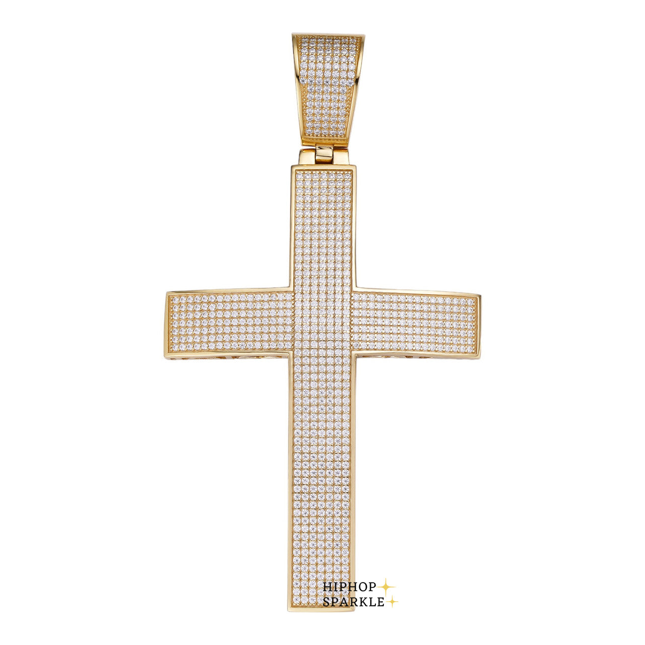 Iced 7ct Moissanite Huge 14k Gold Vermeil Cross Pendant - Men's Pass Diamond Test