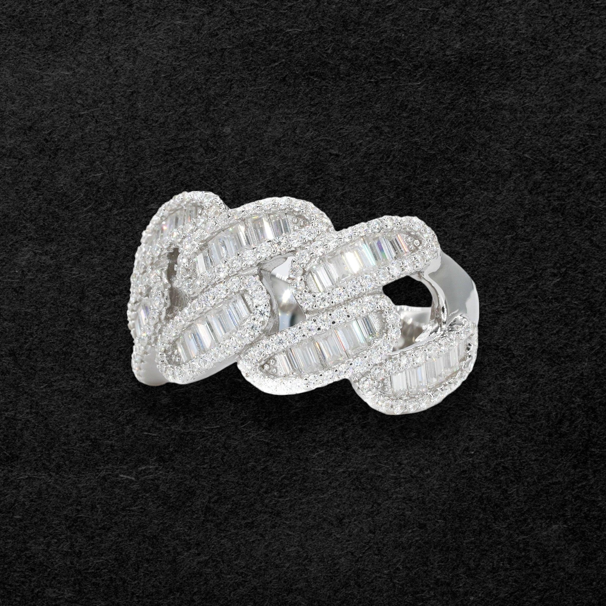 VVS Moissanite Diamond Baguette Cuban Ring