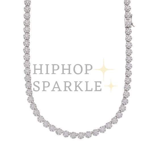 14k Gold Vermeil Silver Real Moissanite Hip Hop Cluster Tennis Chain Necklace