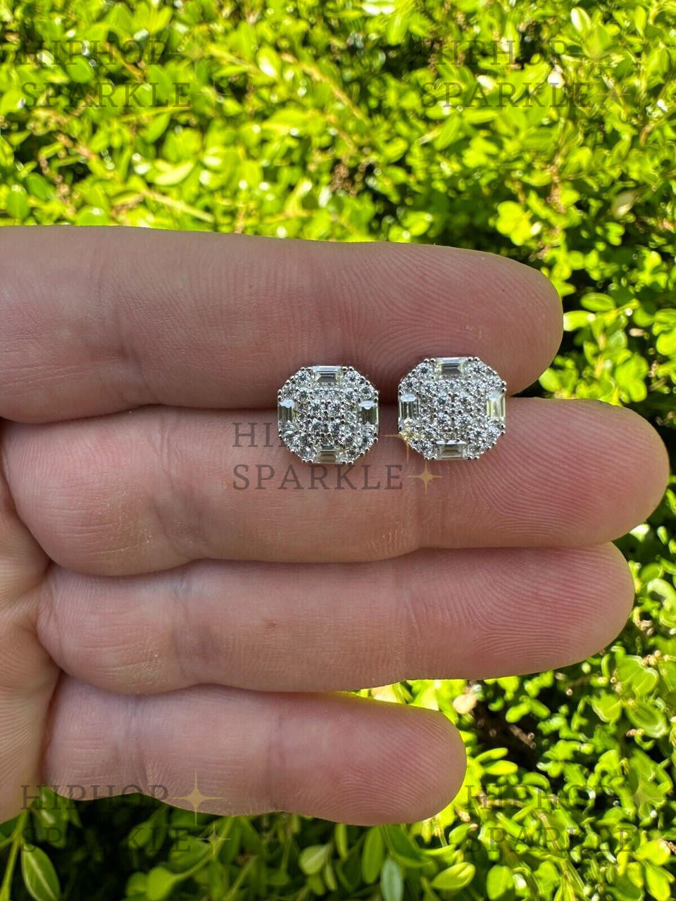 Moissanite Baguette Star Iced Out Earrings - 925 Silver