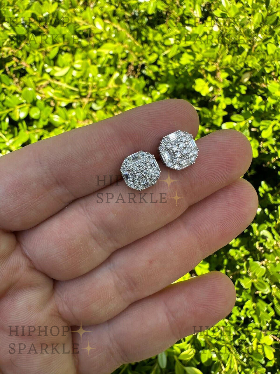 Moissanite Baguette Star Iced Out Earrings - 925 Silver