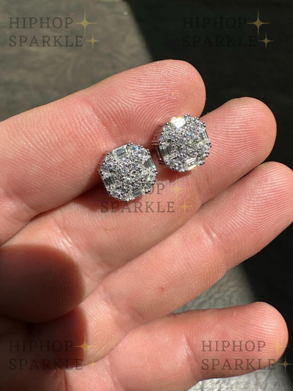 Moissanite Baguette Star Iced Out Earrings - 925 Silver