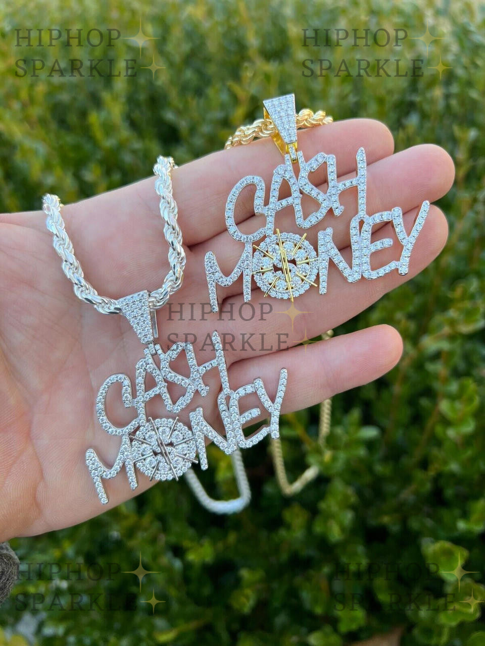 Moissanite Cash Money Vault Hip Hop Pendant - 14k Gold Vermeil & 925 Silver