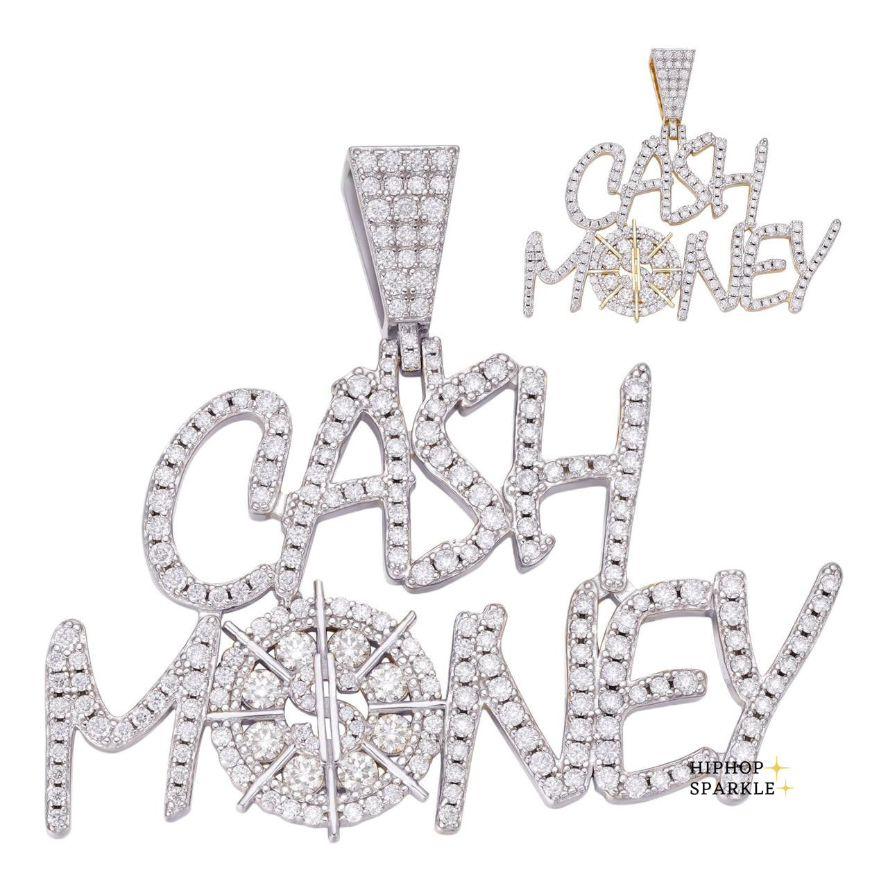 Moissanite Cash Money Vault Hip Hop Pendant - 14k Gold Vermeil & 925 Silver