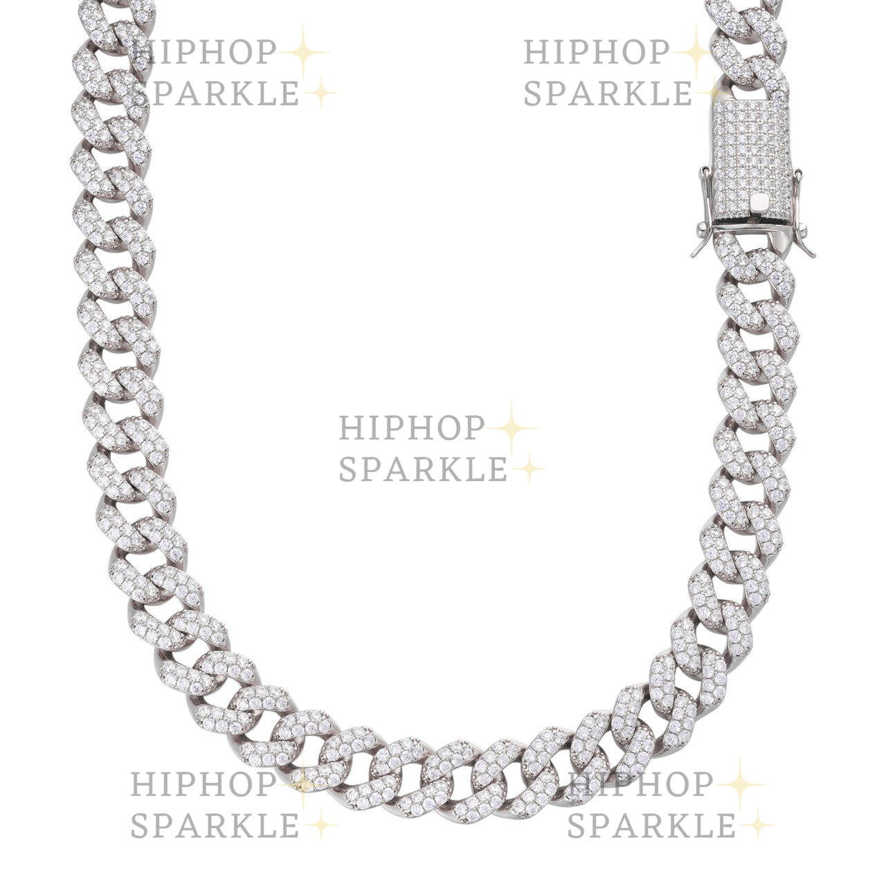 Moissanite Classic Miami Cuban Link Chain Necklace Iced Out - 925 Silver