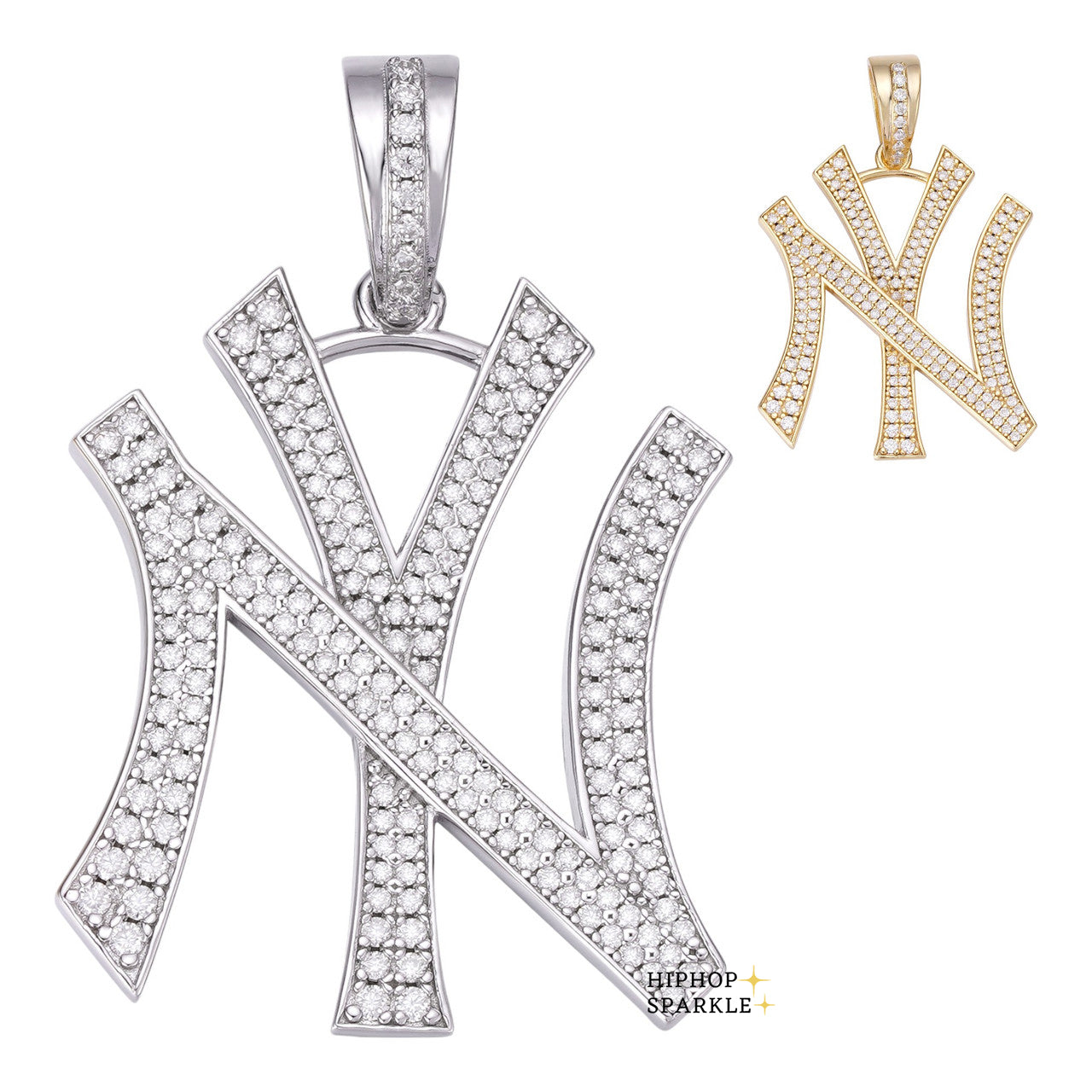 Moissanite New York Yankees Iced Out Pendant - 14k Gold Vermeil & 925 Silver