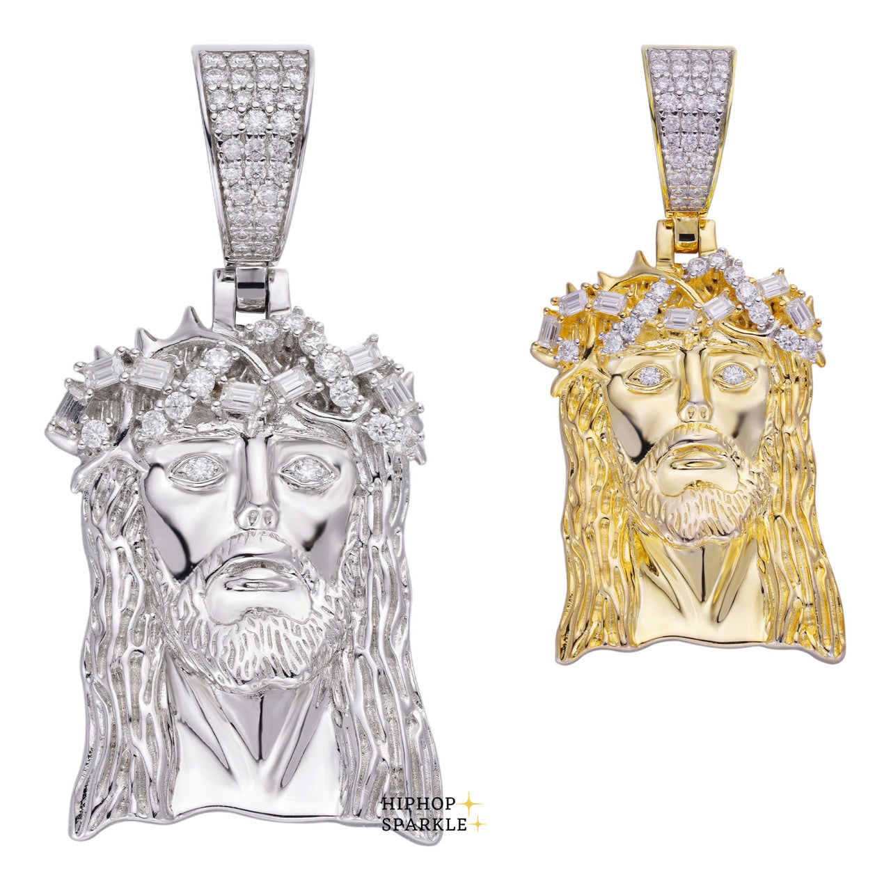 Moissanite Majestic HipHop Jesus Pendant - 14k Yellow Gold Vermeil & 925 Silver