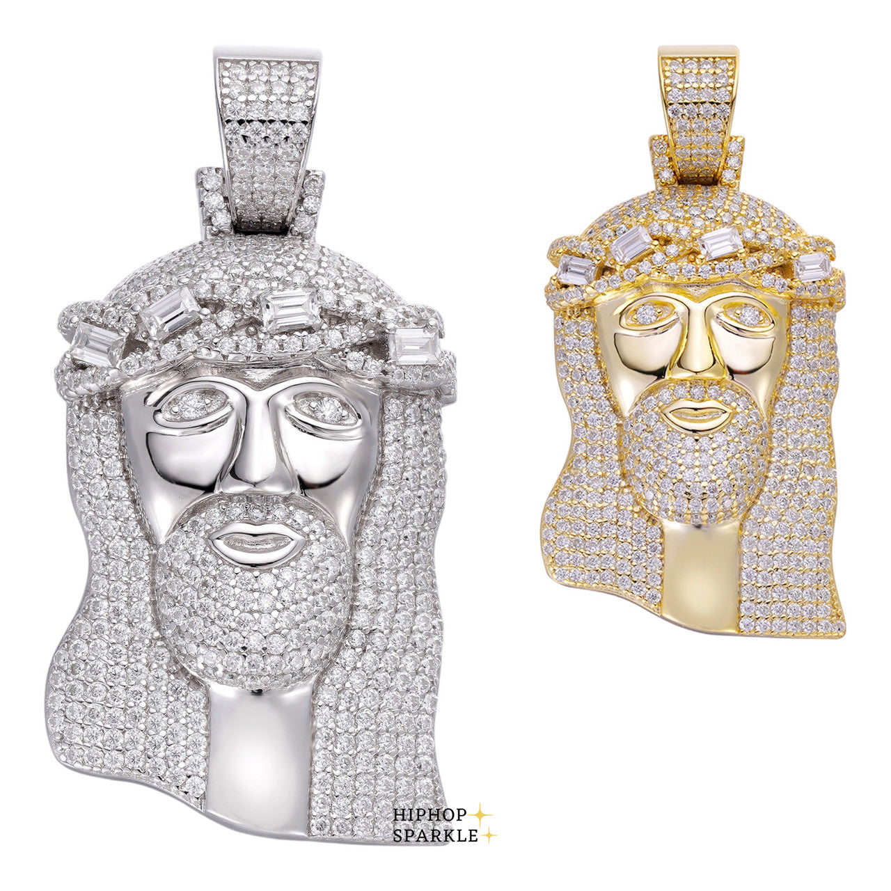 Moissanite Iced Jesus Lord Pendant - 14k Yellow Gold Vermeil & 925 Silver