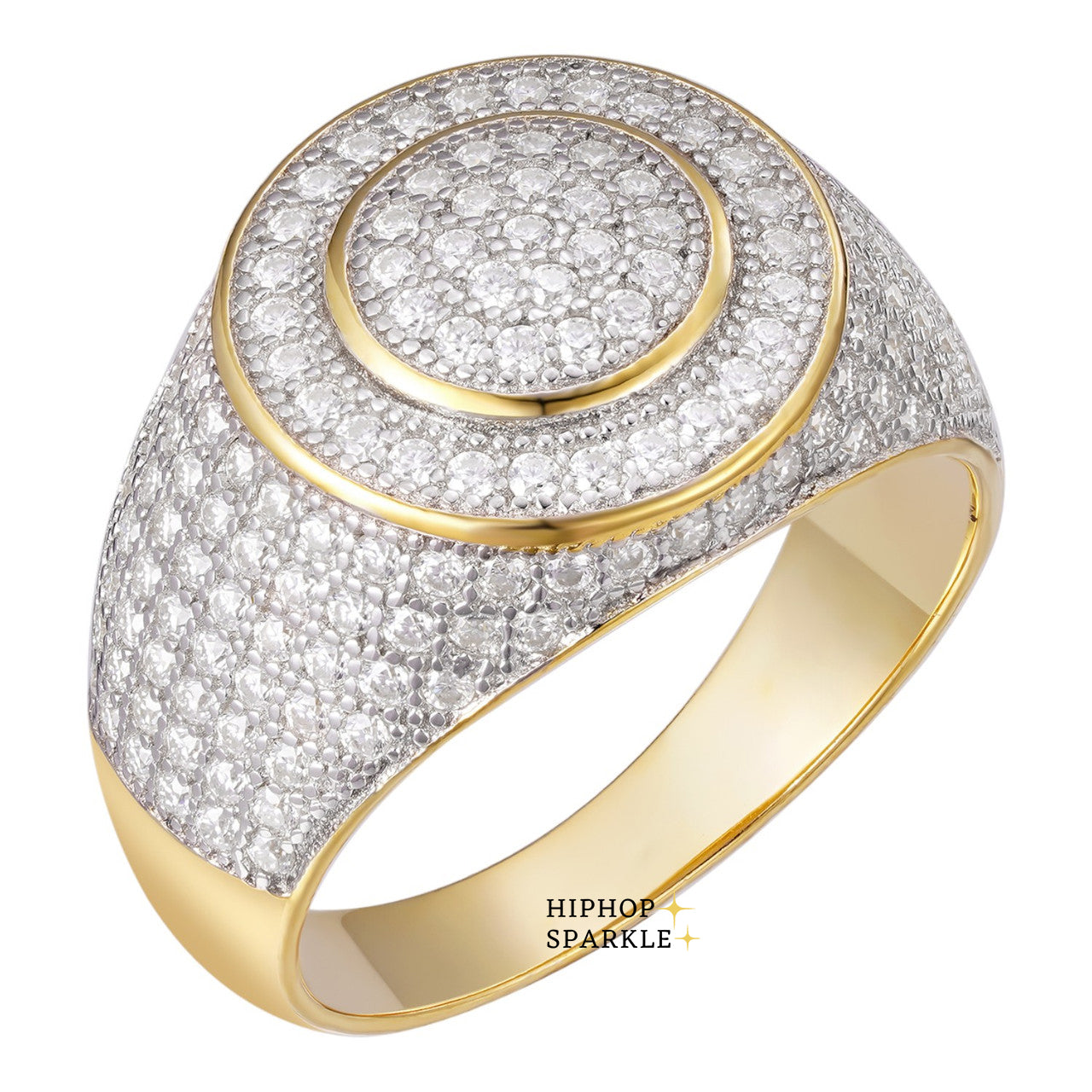 Moissanite Classic Round Iced Ring – 14k Gold Vermeil & 925 Silver