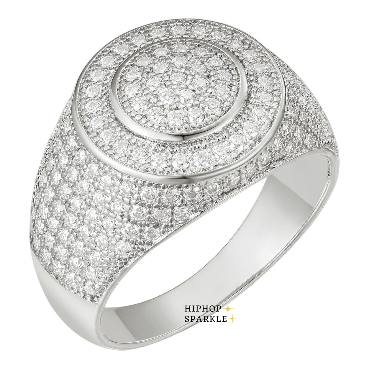 Moissanite Classic Iced Out Ring – Round Design, 925 Silver