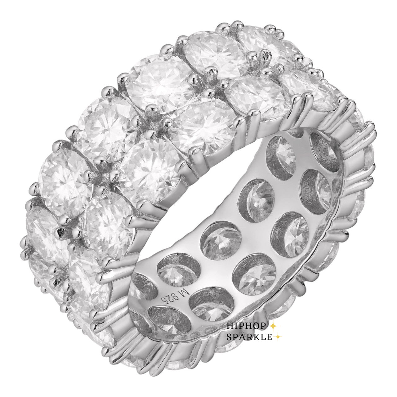 Moissanite Double Row Eternity Ring – 925 Silver