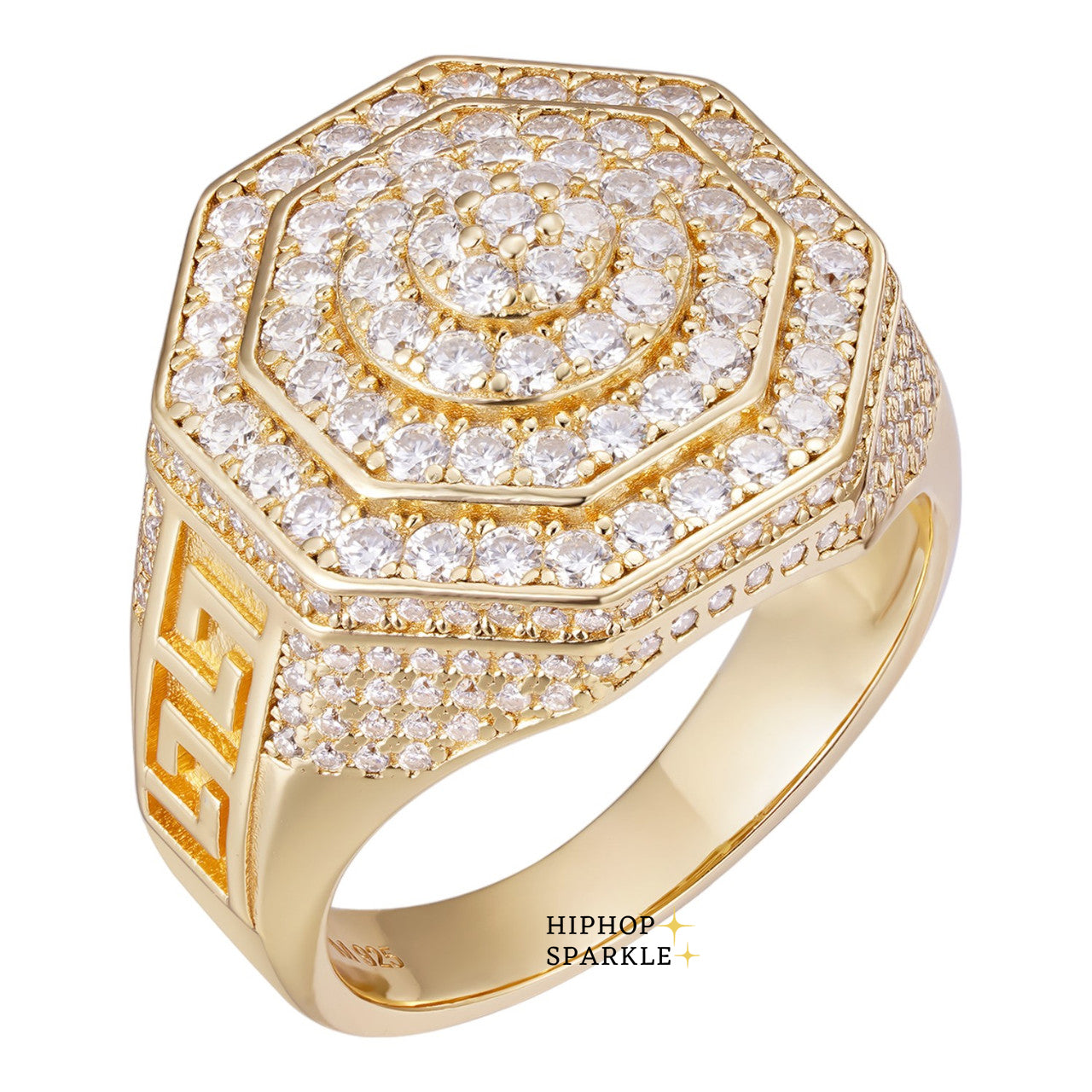 Moissanite Greek Gods Octagonal Ice Ring – 14k Gold Vermeil & 925 Silver