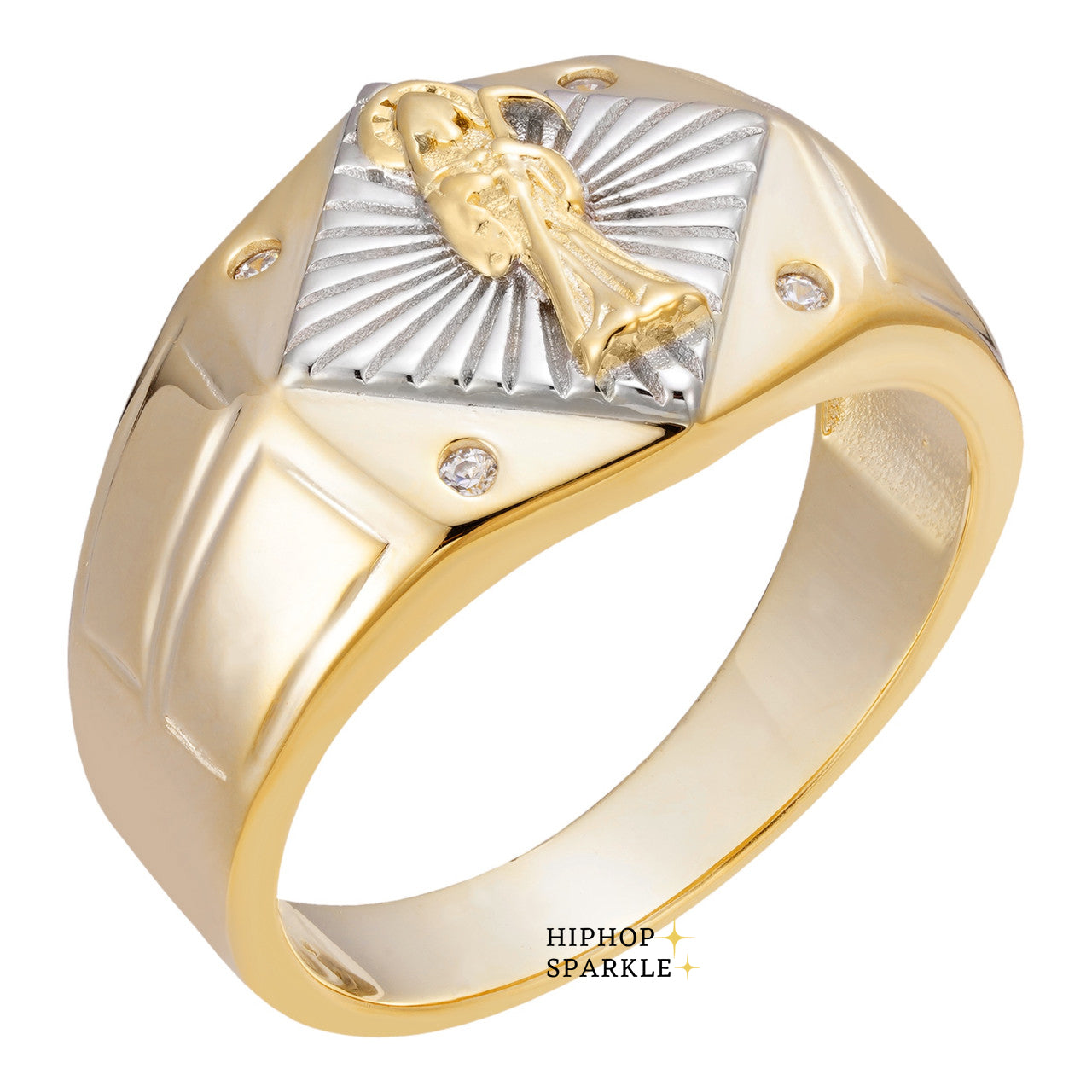 Santa Muerte Two-Tone Death Ring – 14k Gold Vermeil & 925 Silver