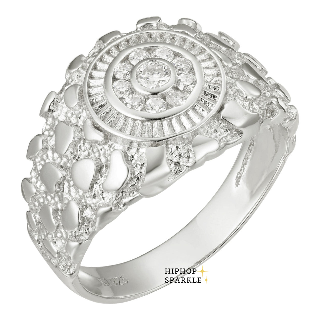 Gold Rush Moissanite Nugget Ring – 925 Silver