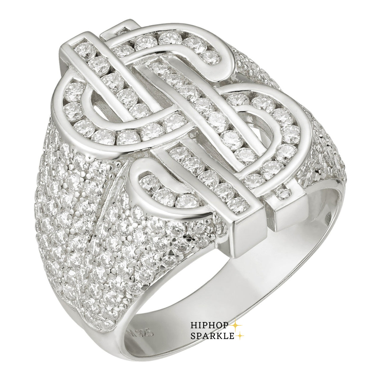 Moissanite Iced Out Big Money Ring – 925 Silver