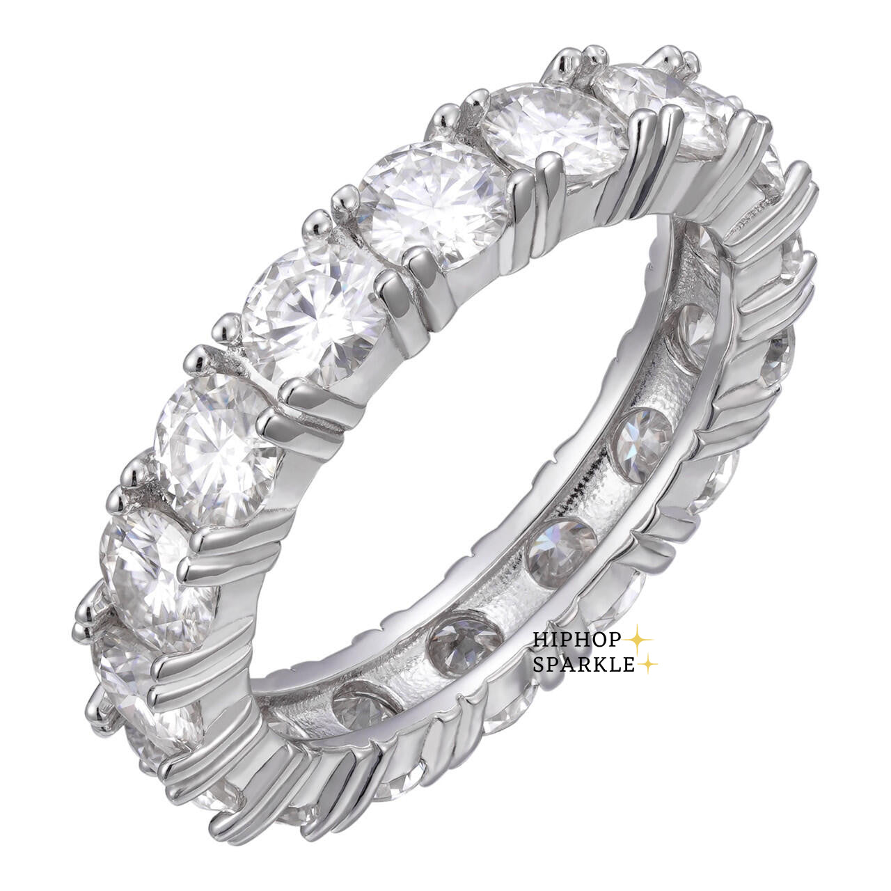 MOISSANITE Eternity Band Wedding Ring - 925 Silver - 2mm-5mm