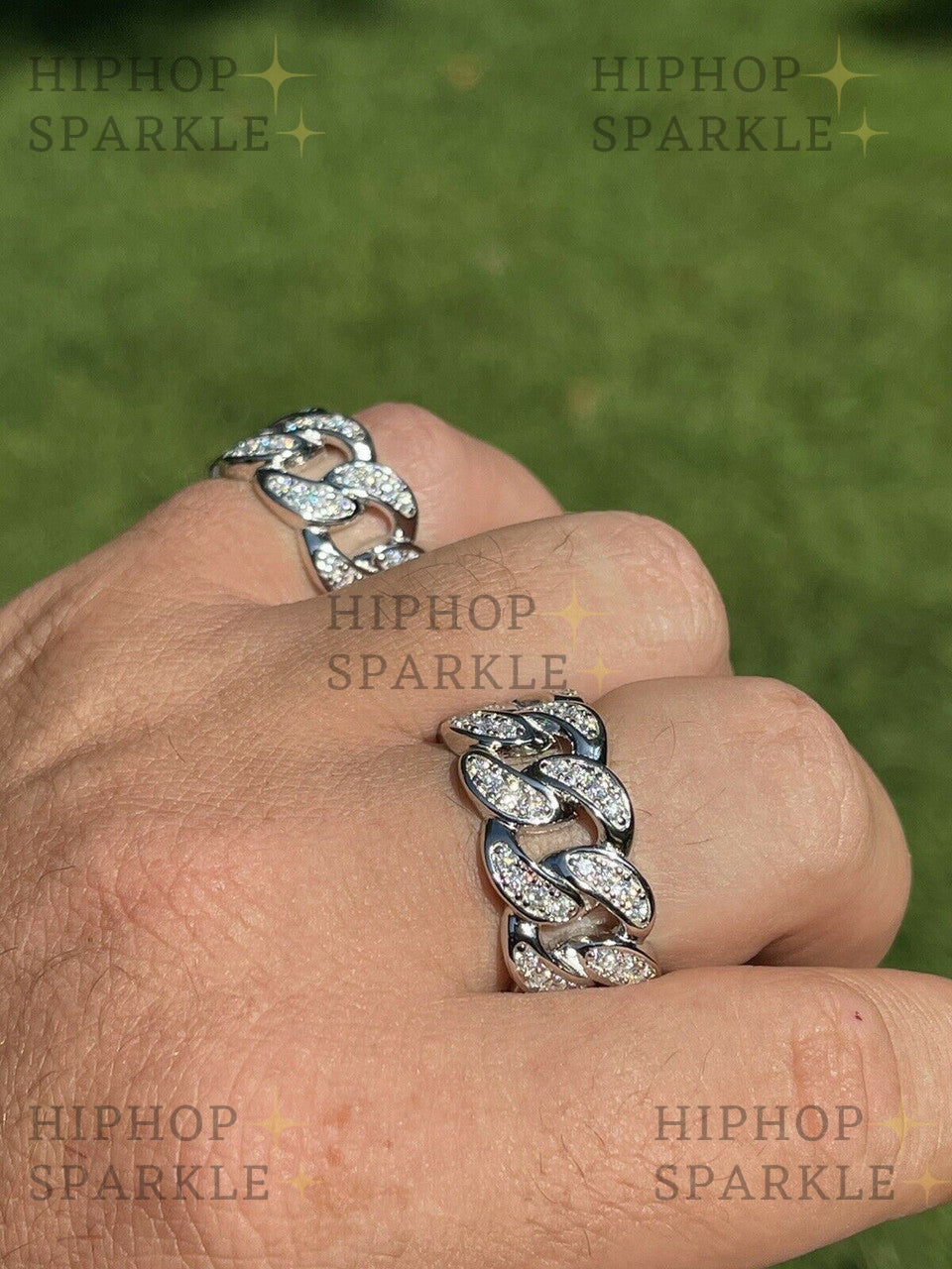 The Classic Cuban Link with a Sparkling Twist: Moissanite Iced Out Ring