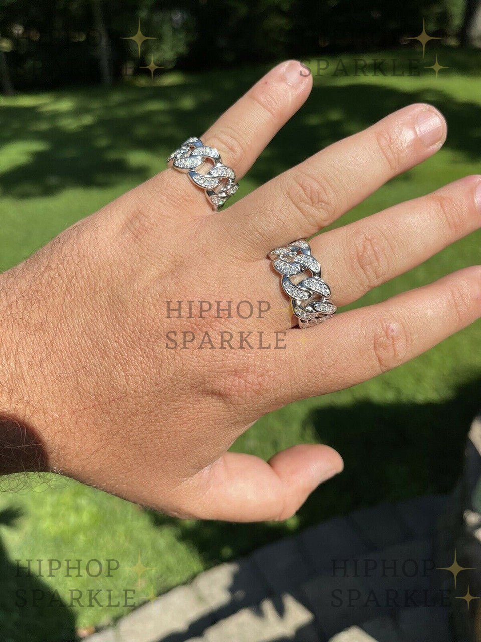 The Classic Cuban Link with a Sparkling Twist: Moissanite Iced Out Ring