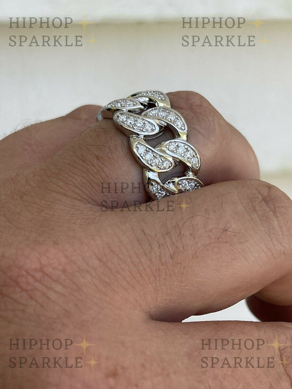 The Classic Cuban Link with a Sparkling Twist: Moissanite Iced Out Ring