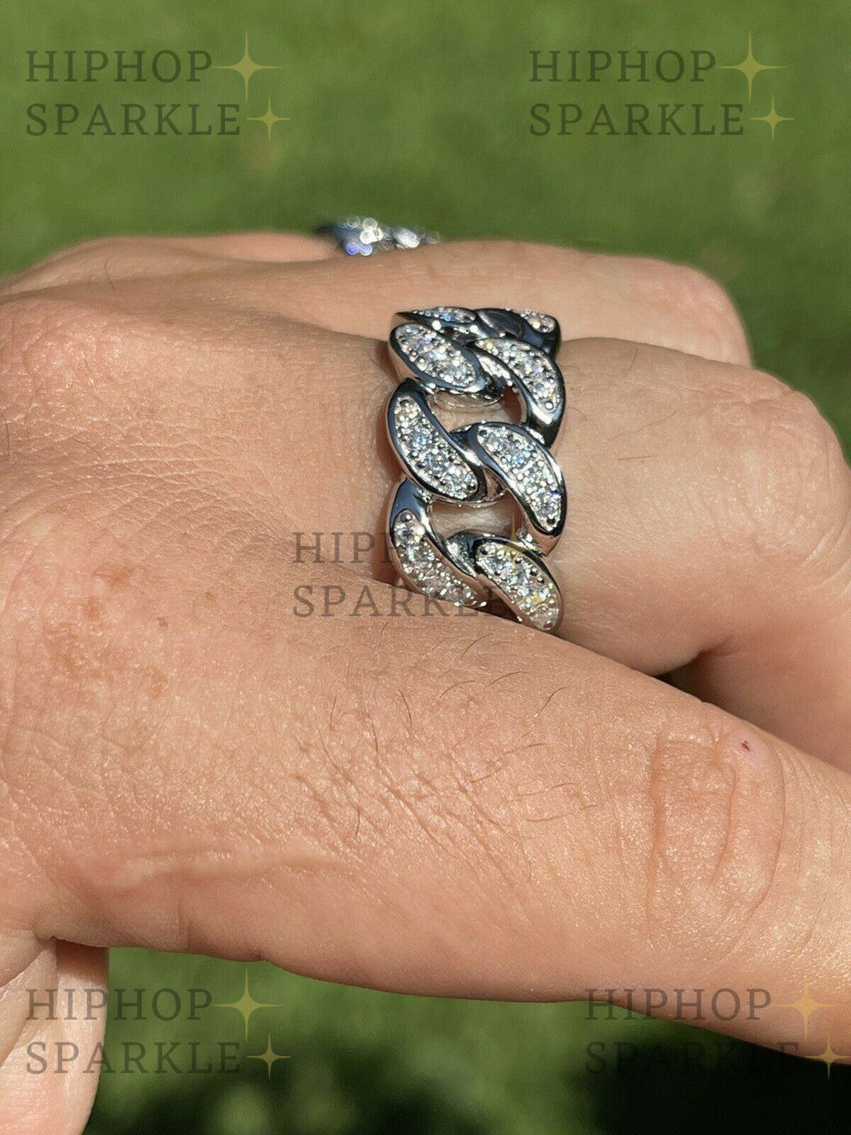 The Classic Cuban Link with a Sparkling Twist: Moissanite Iced Out Ring