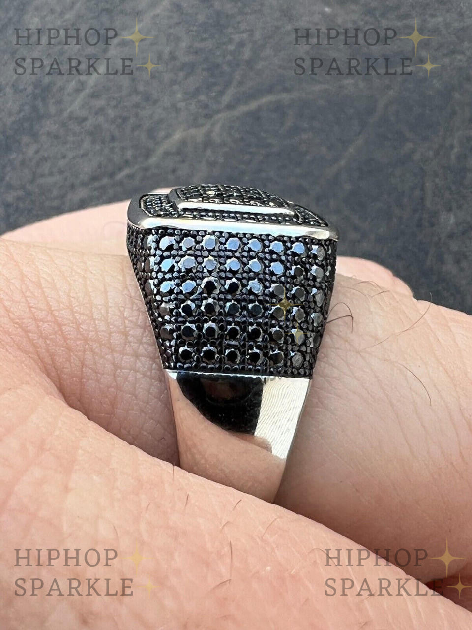 Everyday Elegance Black Moissanite Ring – 925 Silver, Square Design