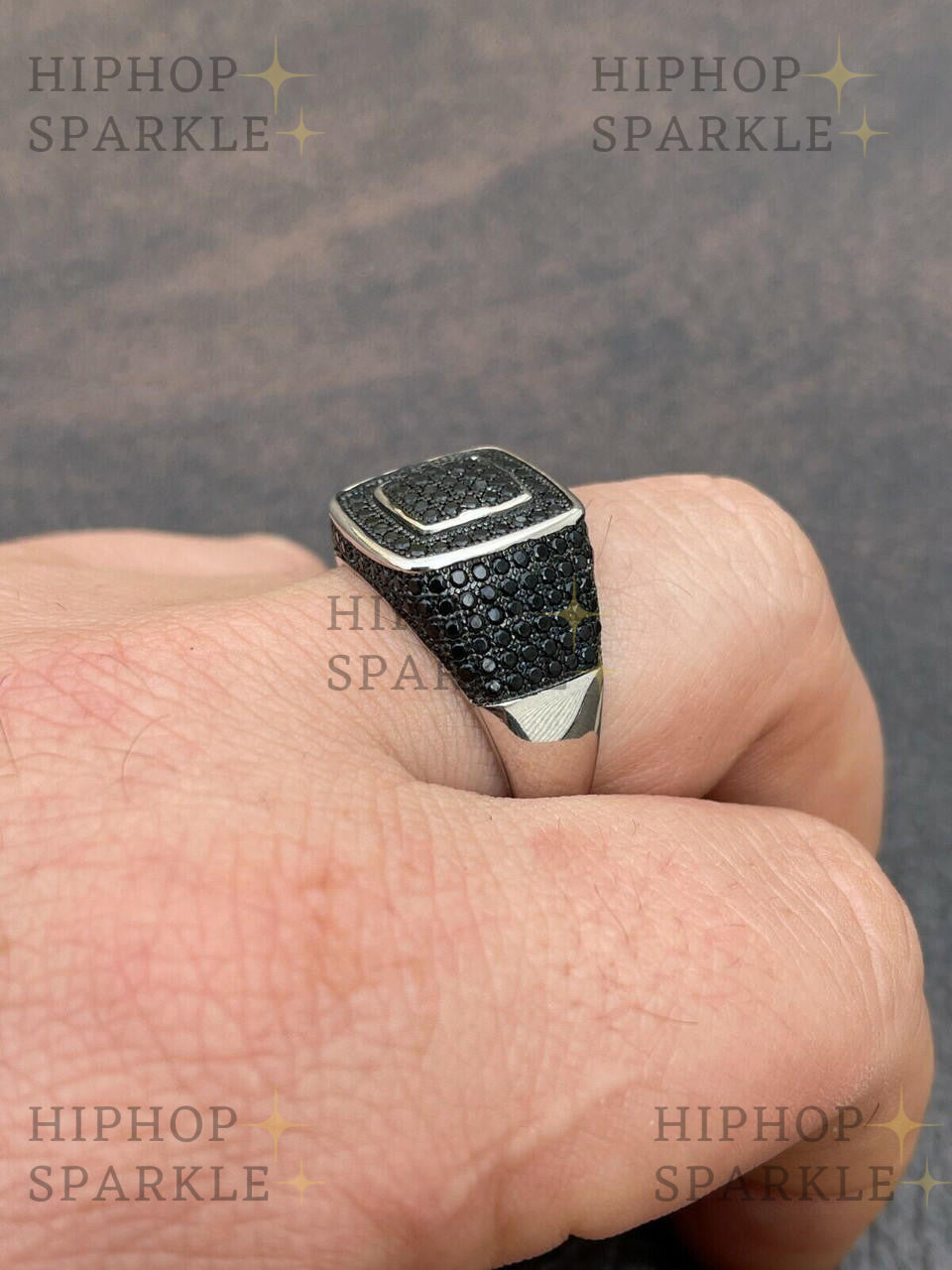 Everyday Elegance Black Moissanite Ring – 925 Silver, Square Design