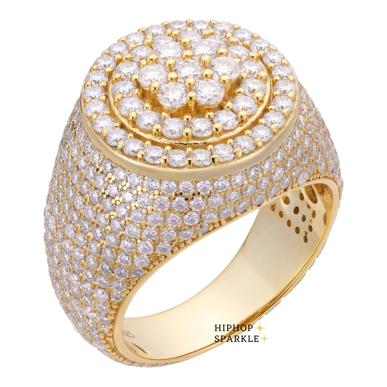 Moissanite Round Cluster Iced Out Ring: A Statement of Luxury in 14k Gold Vermeil