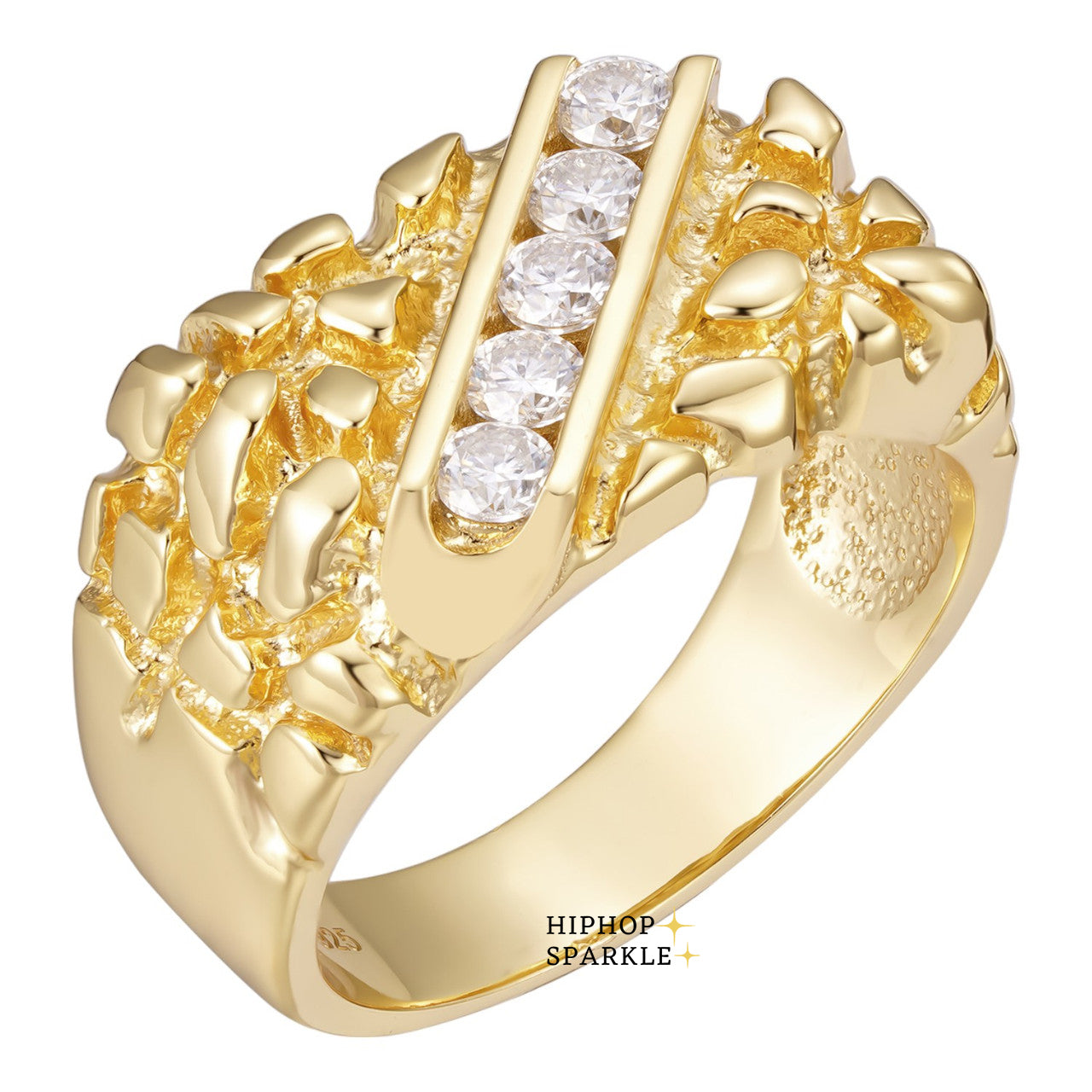 Moissanite Radiance Nugget Ring – 14k Gold Vermeil with Silver Base