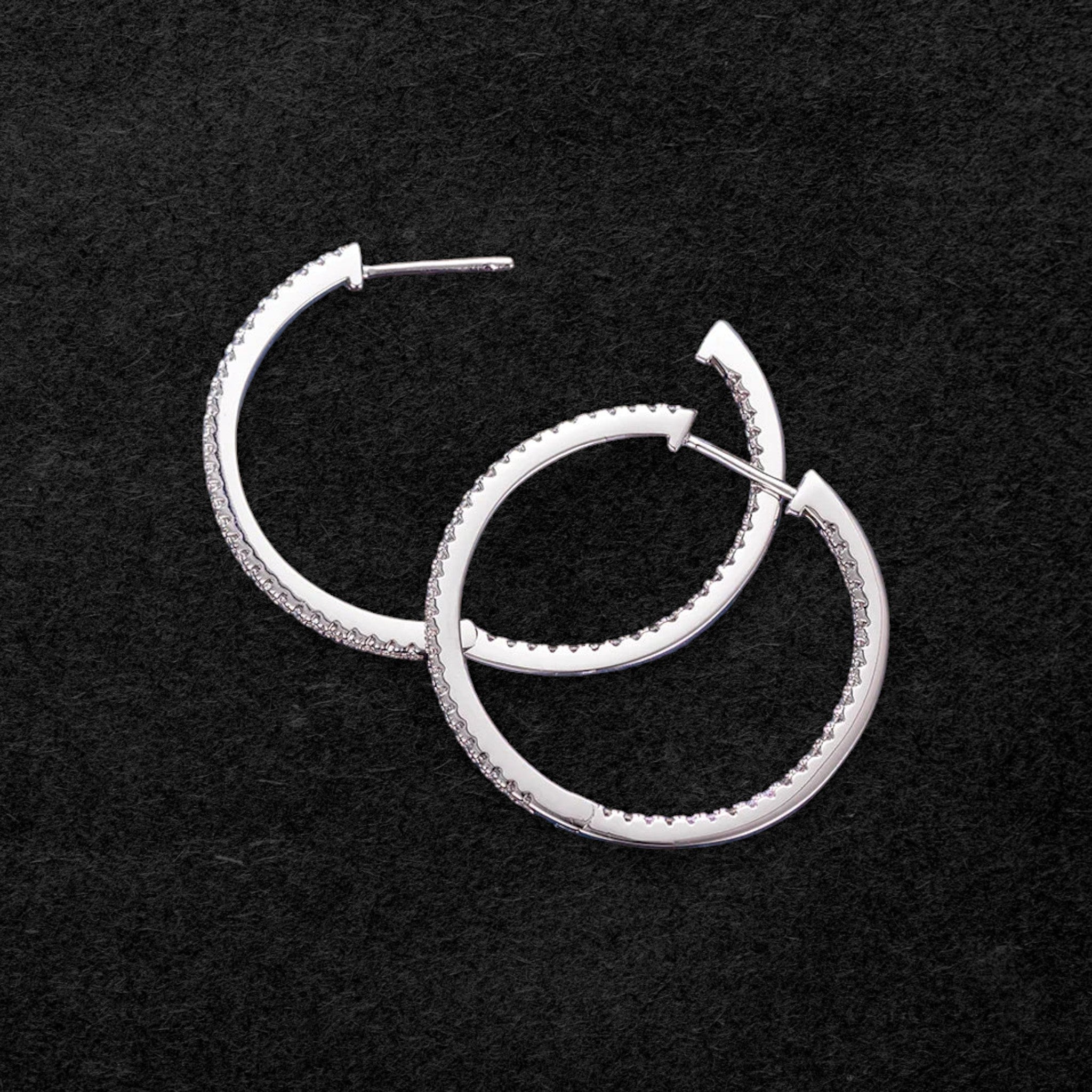 Stunning Silver Round Moissanite Hoop Earrings