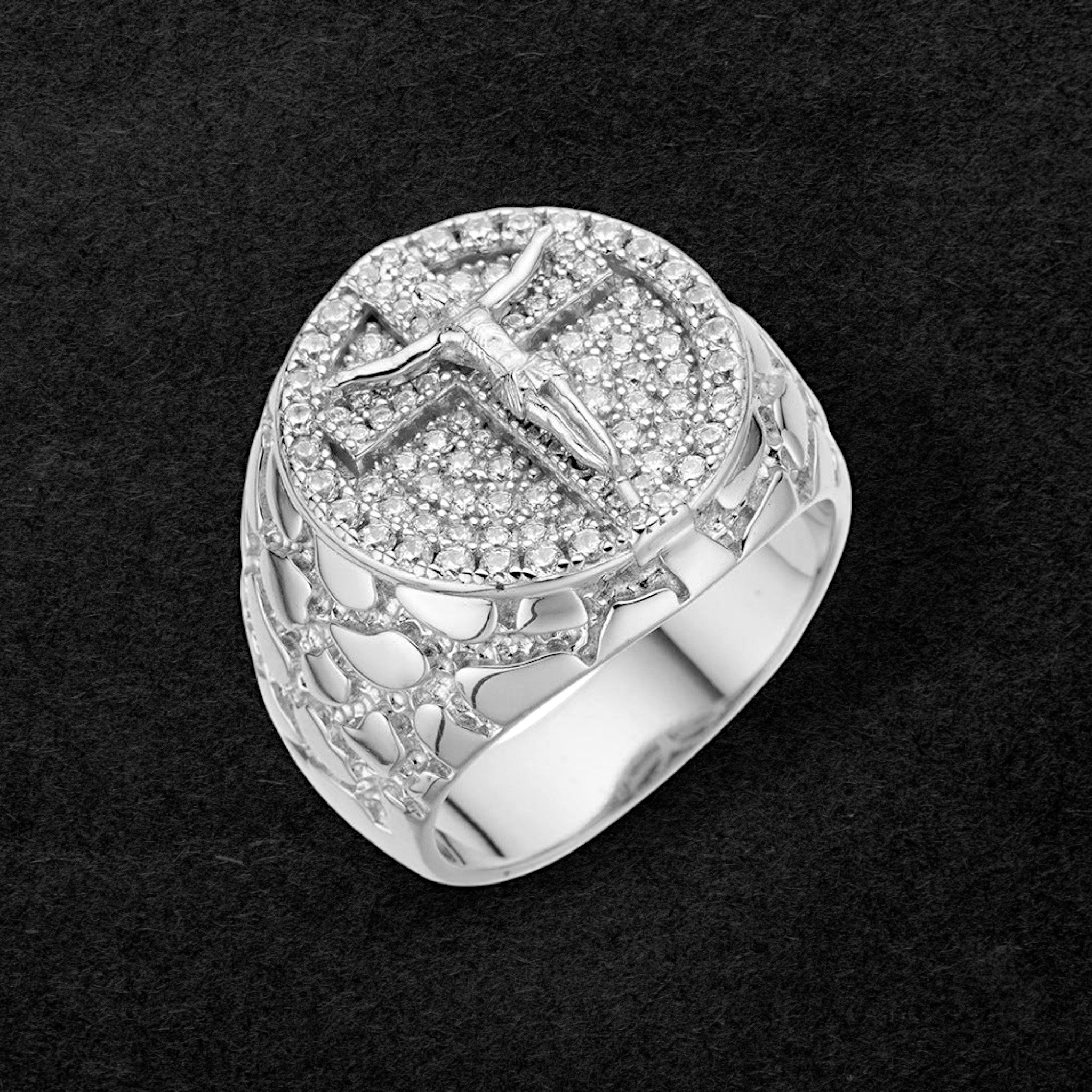 Exquisite Silver Jesus Halo Ring