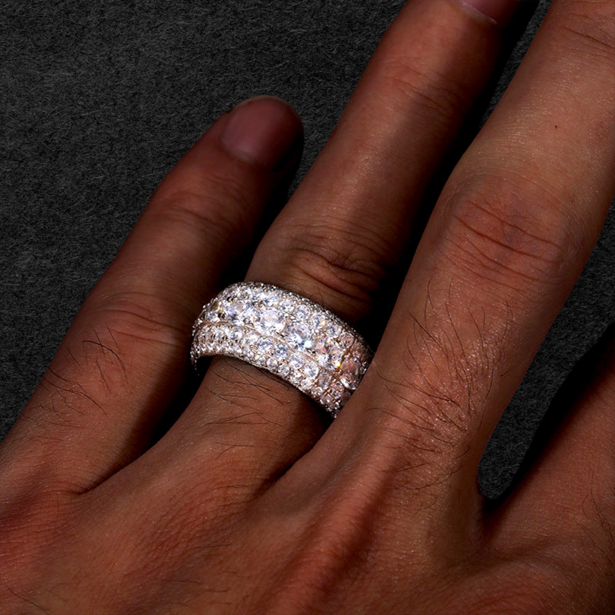 Elegant Silver Five Row Moissanite Ring
