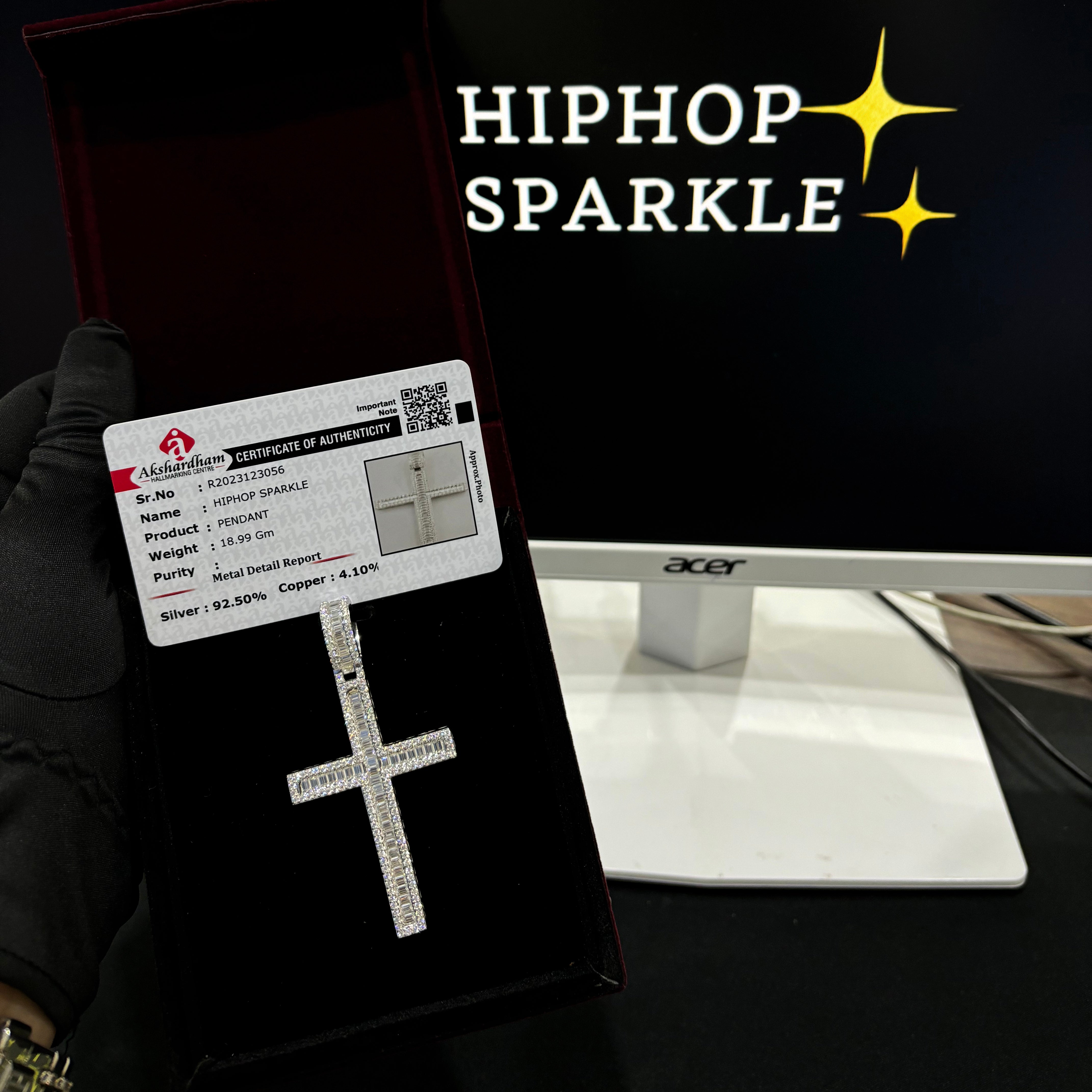 Moissanite Diamond Cross Necklace Charm