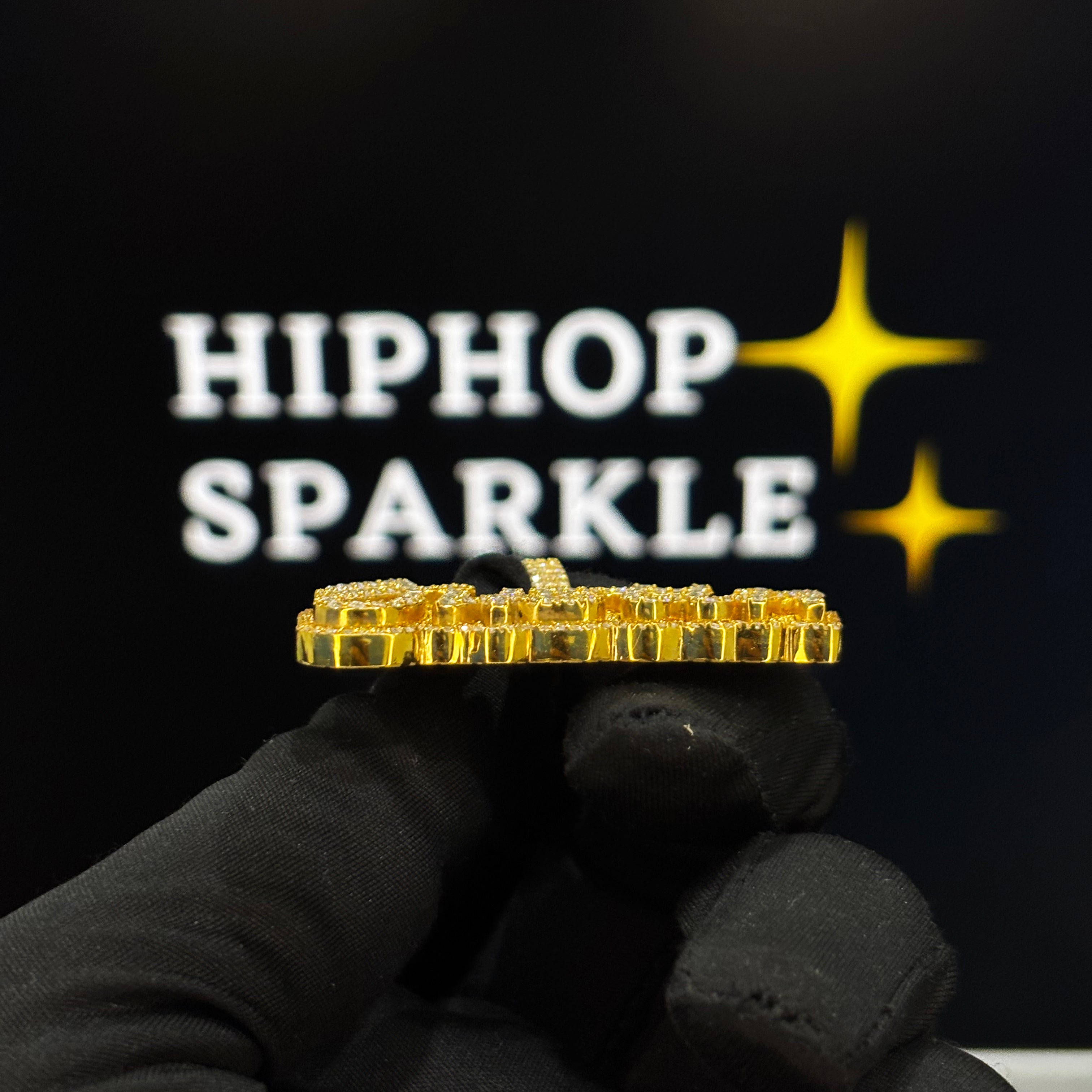 Iced Out 14K Gold Plated Custom Jewelry – 2 Inch Moissanite Hip Hop Necklace Charm