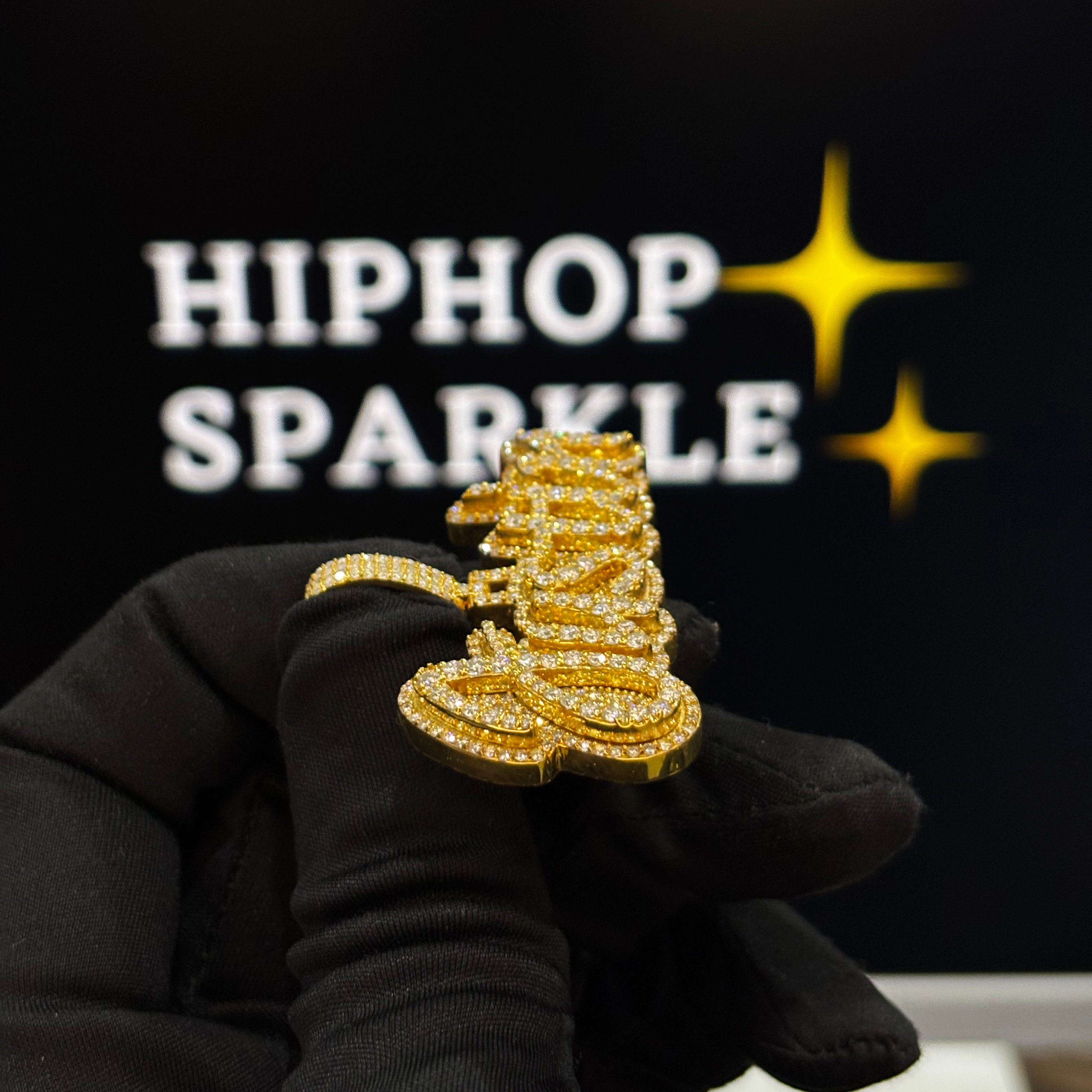 Iced Out 14K Gold Plated Custom Jewelry – 2 Inch Moissanite Hip Hop Necklace Charm