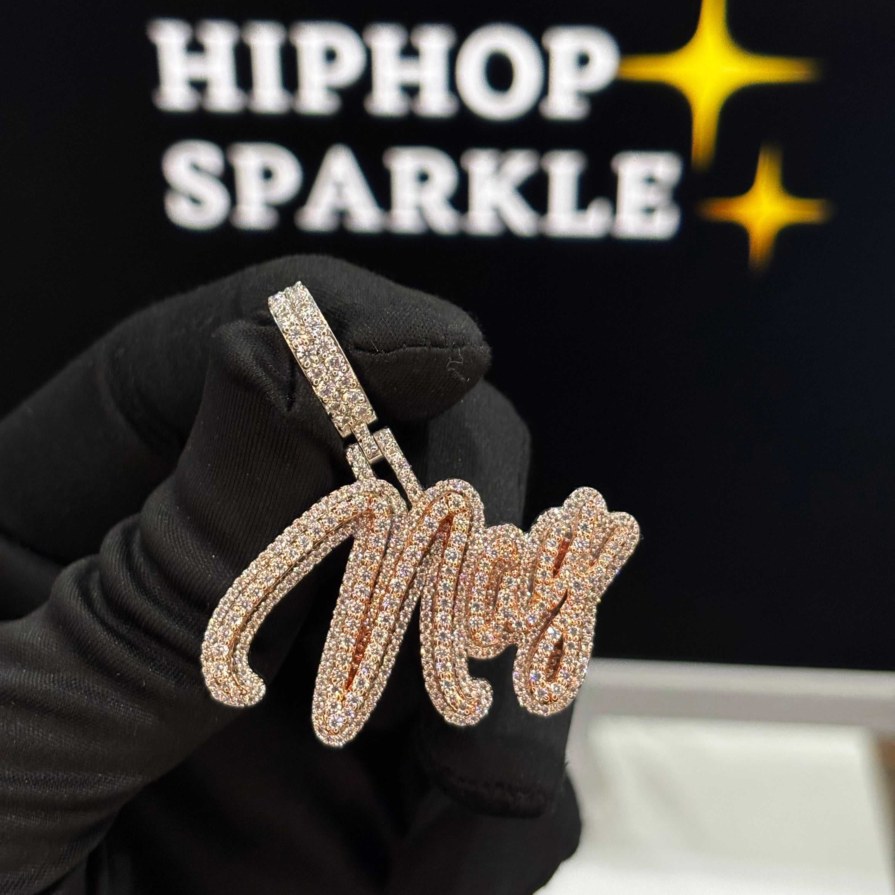 Iced Out Moissanite Hip Hop Jewelry in Two Tone Silver & Rose Gold