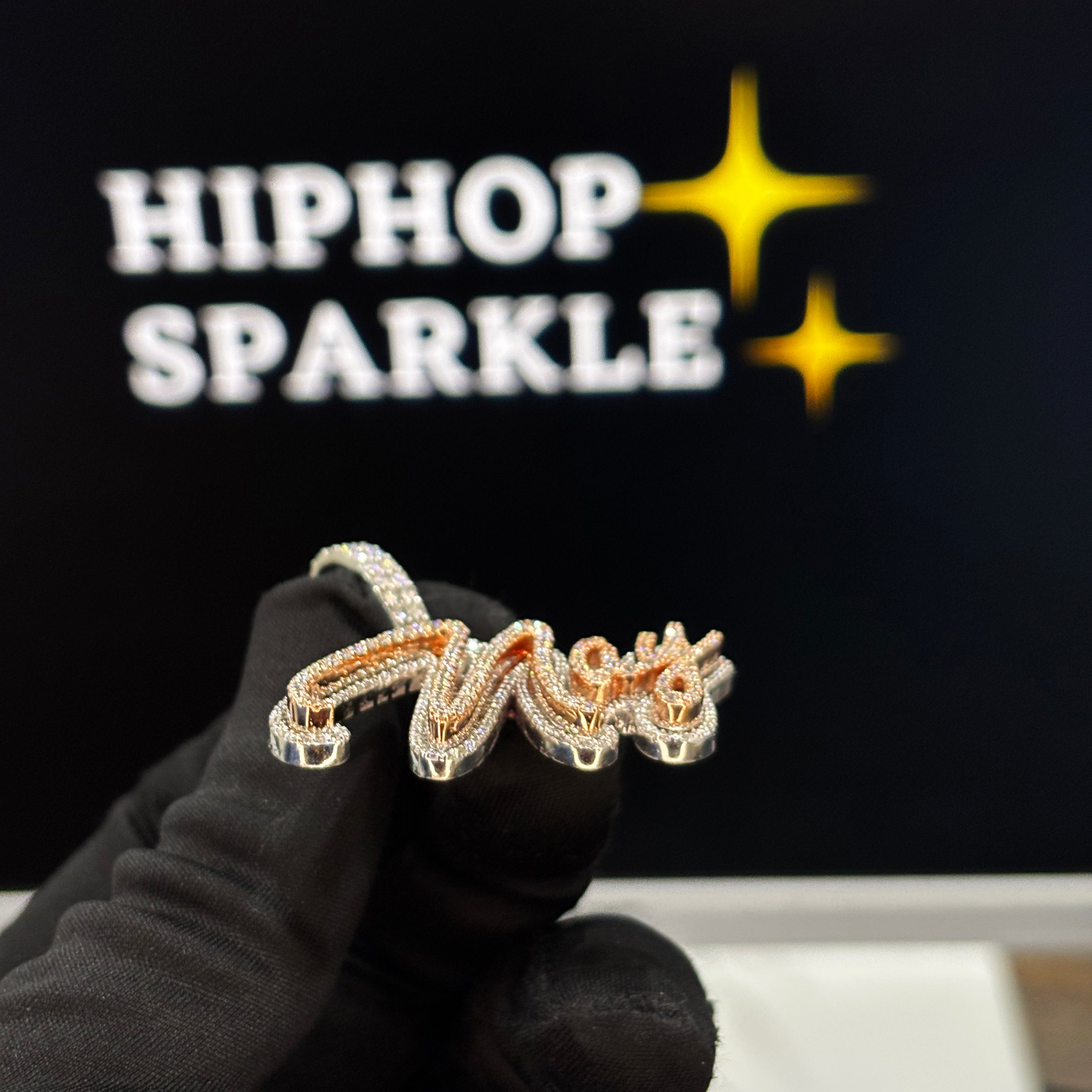 Iced Out Moissanite Hip Hop Jewelry in Two Tone Silver & Rose Gold