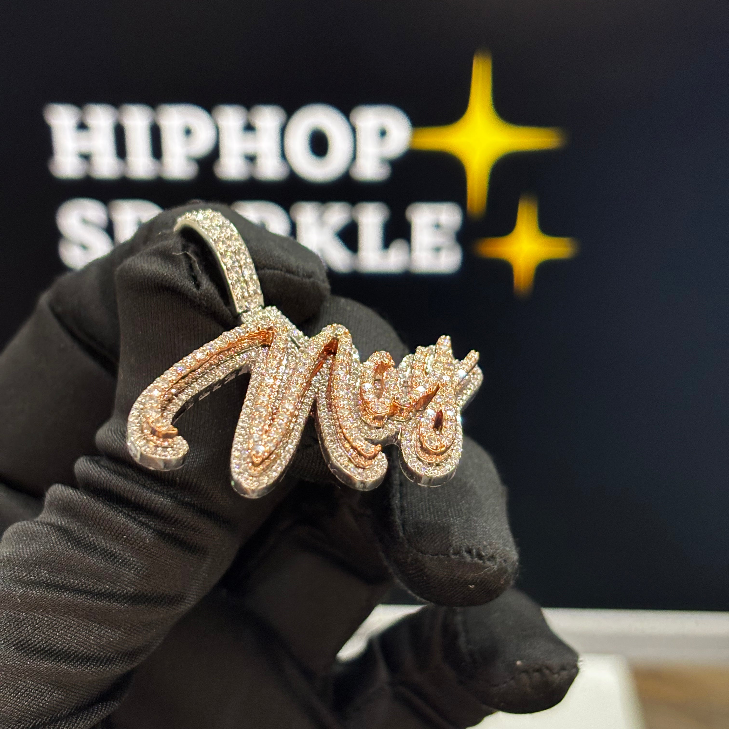 Iced Out Moissanite Hip Hop Jewelry in Two Tone Silver & Rose Gold