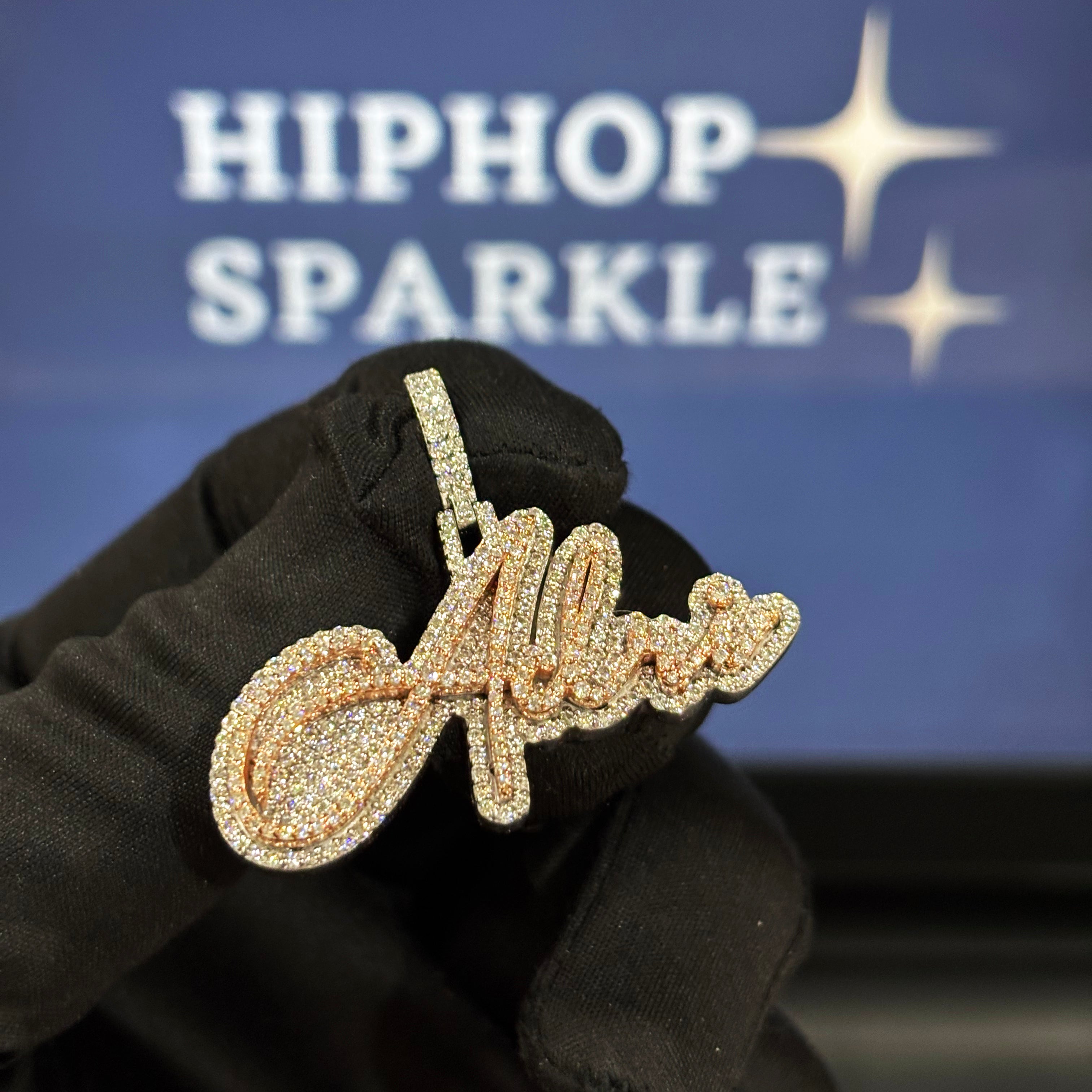 Iced Out 14K Gold Plated Custom Jewelry – 1.70" Moissanite Hip Hop Necklace Charm