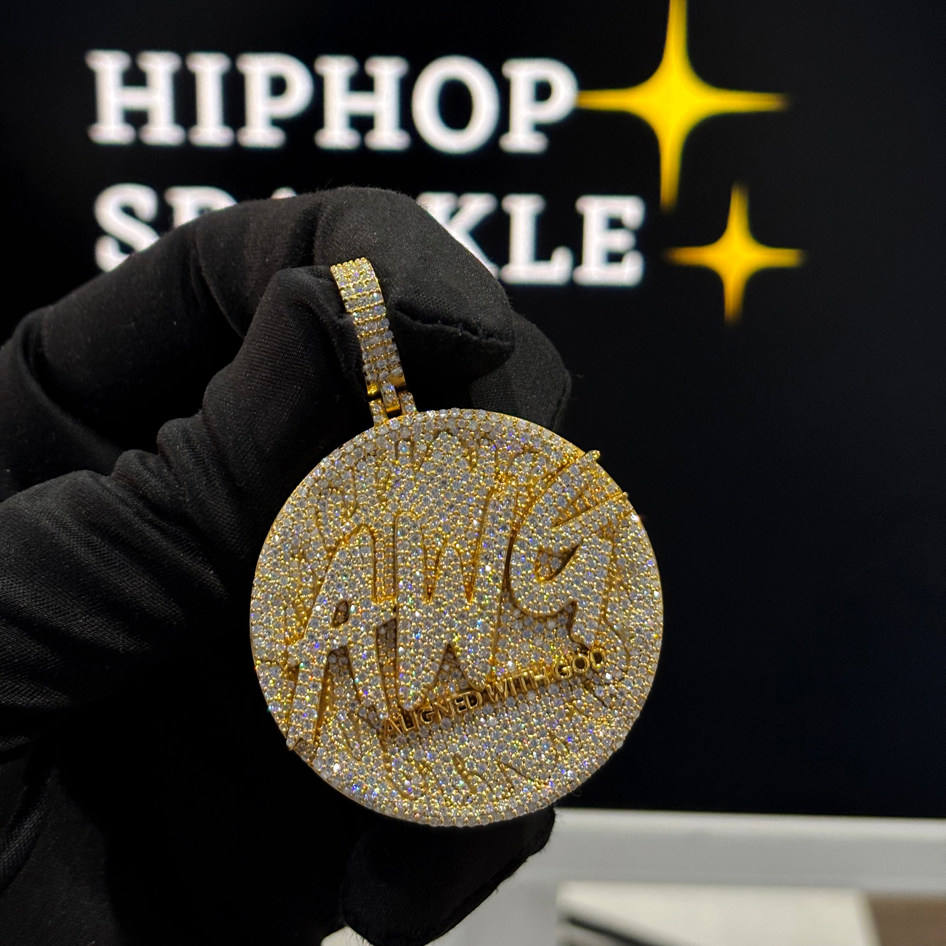 14K Gold Plated 925 Silver with Full Iced-Out Moissanite